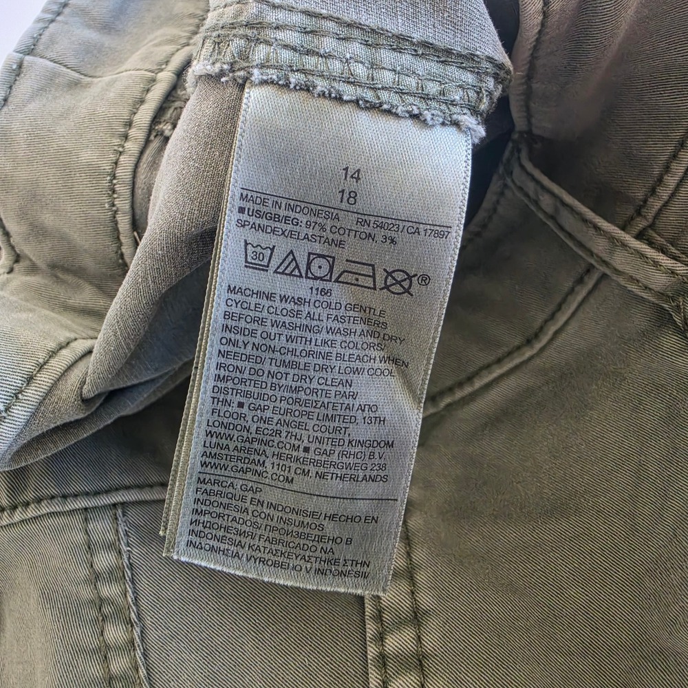 Gap Barrel Cargo Pants Olive Green Khaki Size 14 High Rise Utility Gorpcore - Picture 7 of 12